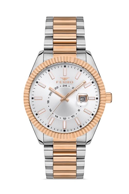 Ferro F11288A-E   43 mm Silver/Rose Erkek Kol Saati