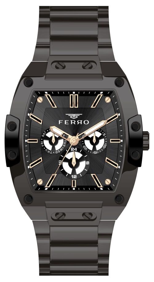Ferro Siyah Çelik Kordon Erkek Kol Saati FM11437A-G Fonksiyonları Aktif 3ATM Su Geçirmez HediyePaket