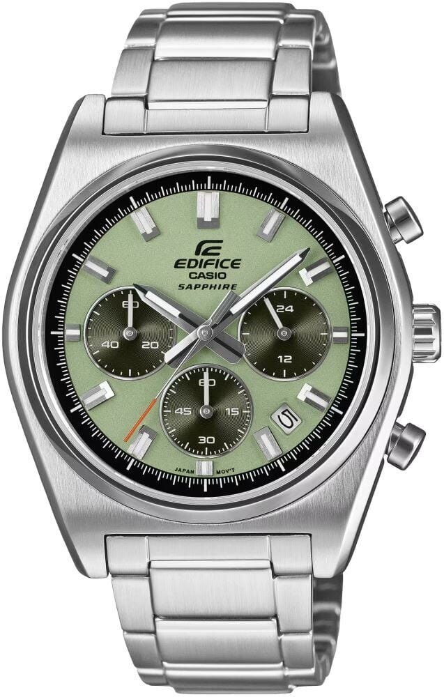Casio EFB-730D-3AVUDF Edifice Quartz Çelik Gri Yeşil Kadran Safir Cam 40 mm Erkek Kol Saati