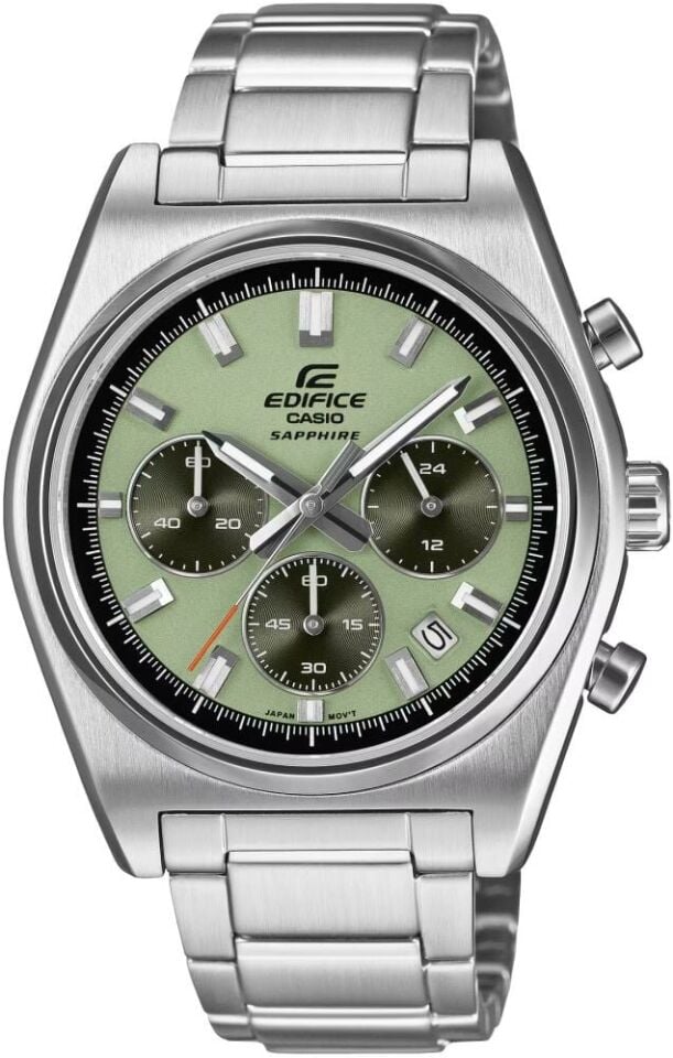 Casio EFB-730D-3AVUDF Edifice Quartz Çelik Gri Yeşil Kadran Safir Cam 40 mm Erkek Kol Saati