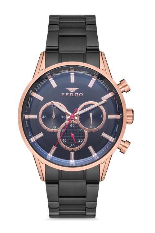 Ferro 44 mm Siyah Çelik Kordon Erkek Kol Saati FM11025A-R FM11025A-R