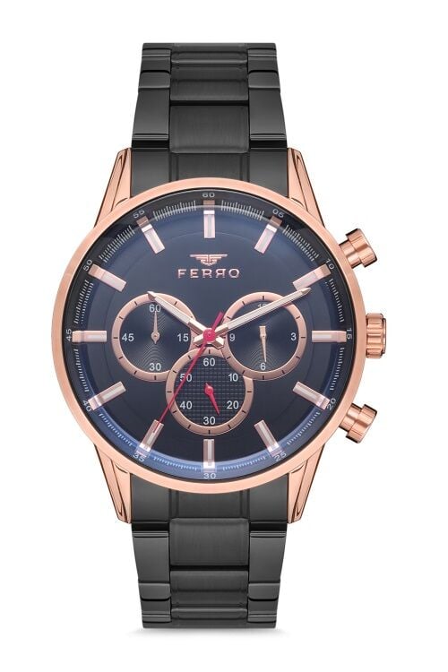 Ferro 44 mm Siyah Çelik Kordon Erkek Kol Saati FM11025A-R FM11025A-R