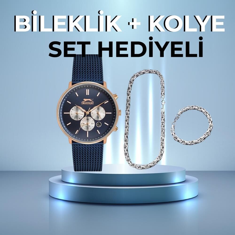 Slazenger Sl.09.1832.2.02 43 mm Lacivert Hasır Kordonlu Erkek Kol Saati AYNI GÜN KARGO