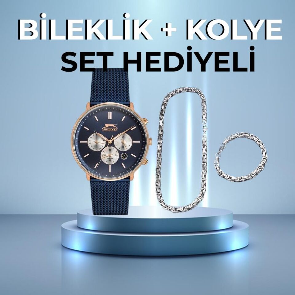 Slazenger Sl.09.1832.2.02 43 mm Lacivert Hasır Kordonlu Erkek Kol Saati AYNI GÜN KARGO