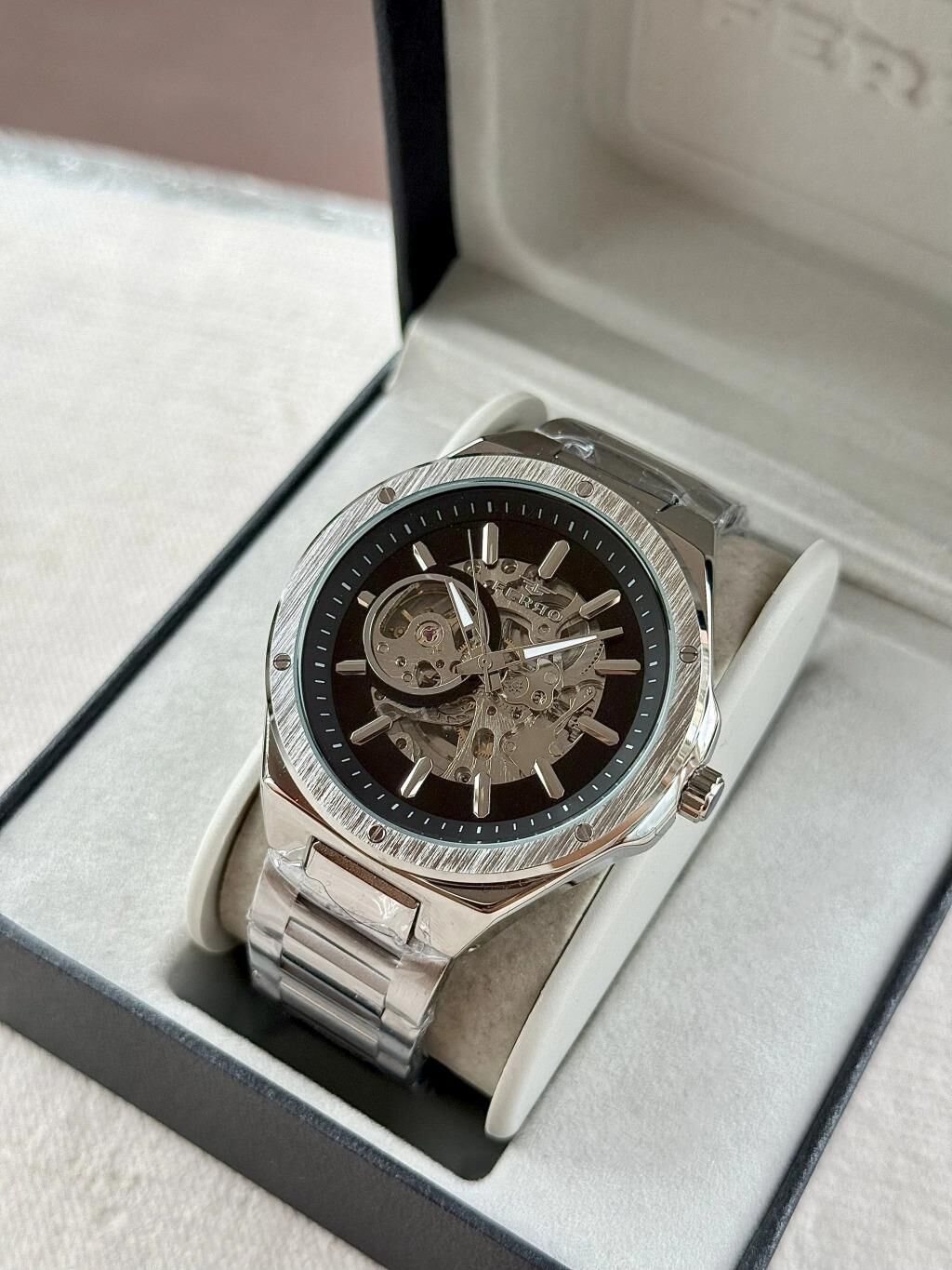 Ferro F31443A-A2 Otomatik Gri Siyah 44 mm Erkek Kol Saati