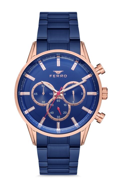 Ferro 44 mm Lacivert Çelik Kordon Erkek Kol Saati FM11025A-T FM11025A-T