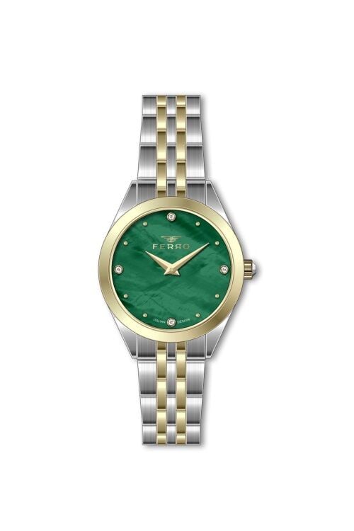 Ferro Sarı ve Gümüş Çelik Kordon Kadın Kol Saati FL40141A-D6 3ATM Su Geçirmez 2 Yıl Garantili