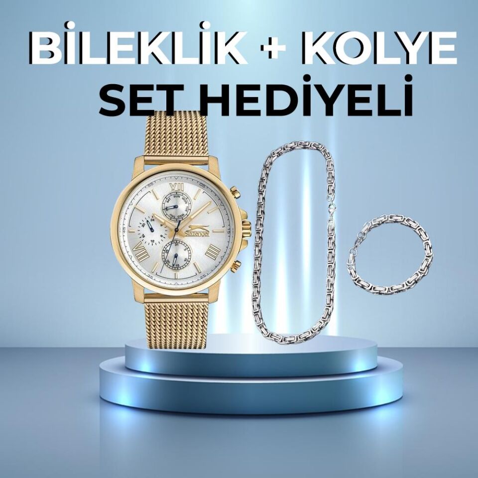 Slazenger Sl.09.1859.2.03 45 mm Altın Rengi Hasır Erkek Kol Saati