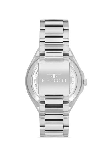 Ferro Otomatik Çelik Gri Mavi Kadran 44 mm  Erkek Kol Saati