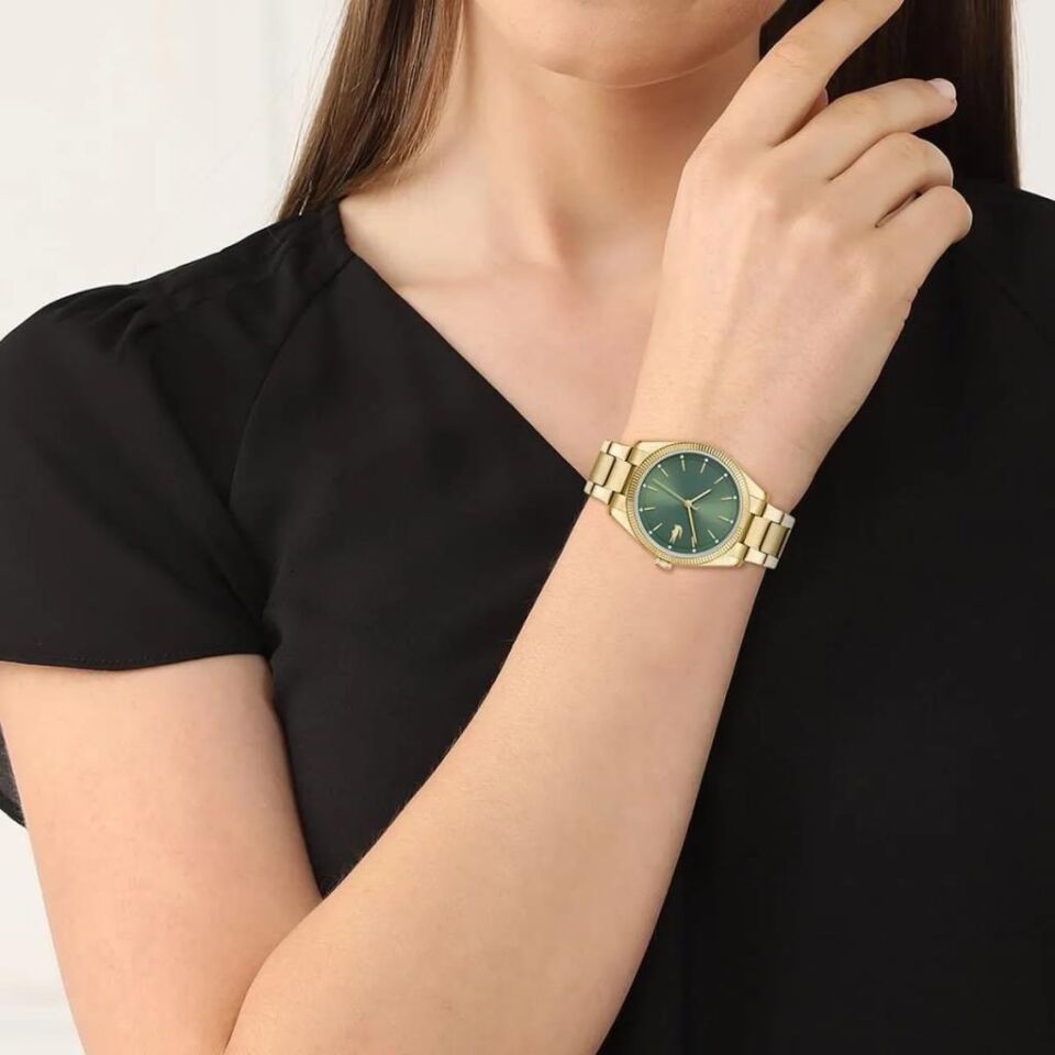 Lacoste 2001403 Quartz Çelik Altın Rengi Yeşil Kadran 36 mm Kadın Kol Saati