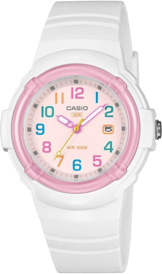 Casio LX-800H-7A1VDF Quartz Silikon Kayış Beyaz Pembe Kadran Kadın Kol Saati