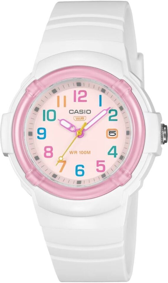 Casio LX-800H-7A1VDF Quartz Silikon Kayış Beyaz Pembe Kadran Kadın Kol Saati