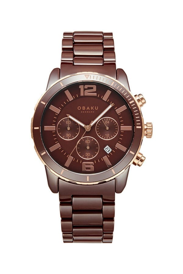 Obaku Denmark V278GCXNCN Quartz Seramik Kahverengi 43 mm Erkek Kol Saati