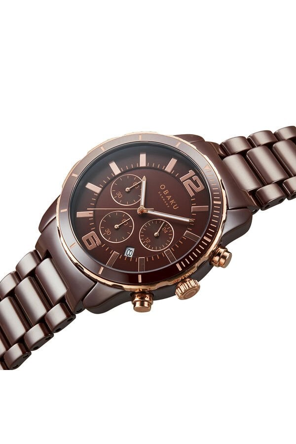 Obaku Denmark V278GCXNCN Quartz Seramik Kahverengi 43 mm Erkek Kol Saati
