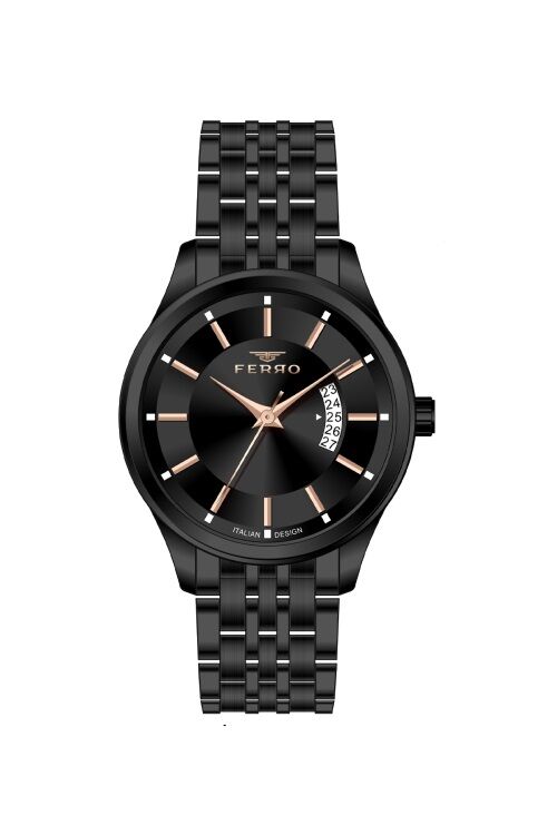 Ferro Siyah Çelik Kordon Erkek Kol Saati F11561AWT-G 3ATM Su Geçirmez 2 Yıl Garantili HediyePaketli