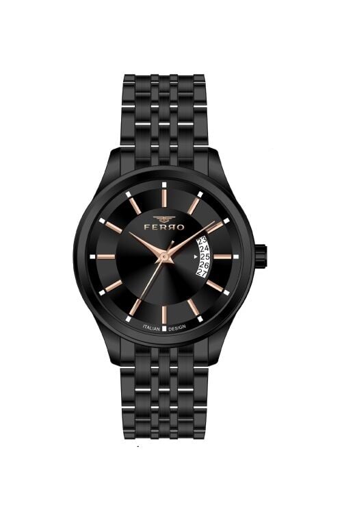 Ferro Siyah Çelik Kordon Erkek Kol Saati F11561A-G 3ATM Su Geçirmez 2 Yıl Garantili HediyePaketli