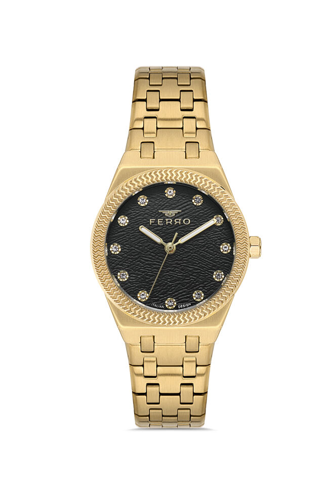 Ferro FL40146A-B2 Quartz Çelik Sarı 30 mm Kadın Kol Saati
