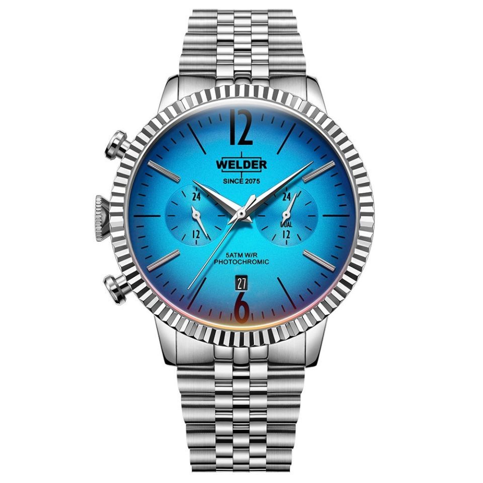 Welder Moody WWRC470 Quartz Çelik Gri Mavi Kadran 45 mm Erkek Kol Saati