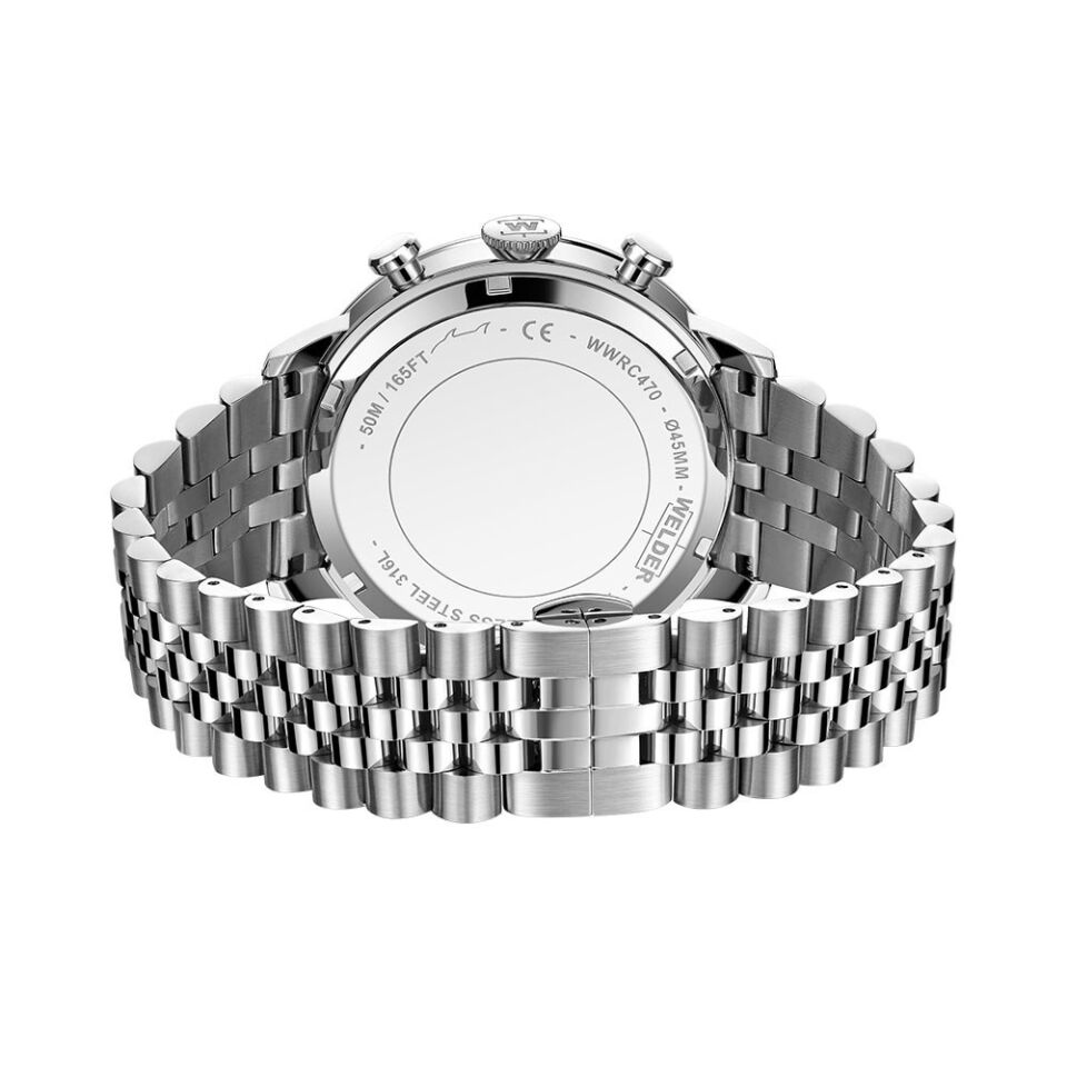 Welder Moody WWRC470 Quartz Çelik Gri Mavi Kadran 45 mm Erkek Kol Saati