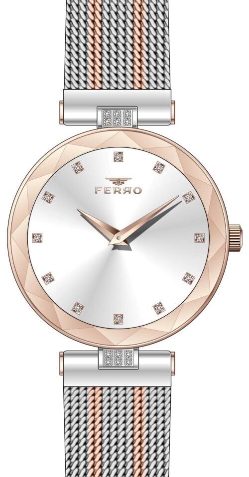 Ferro 33 mm Rose ve Gümüş Hasır Kordon Kadın Kol Saati FL21297C-E FL21297C-E