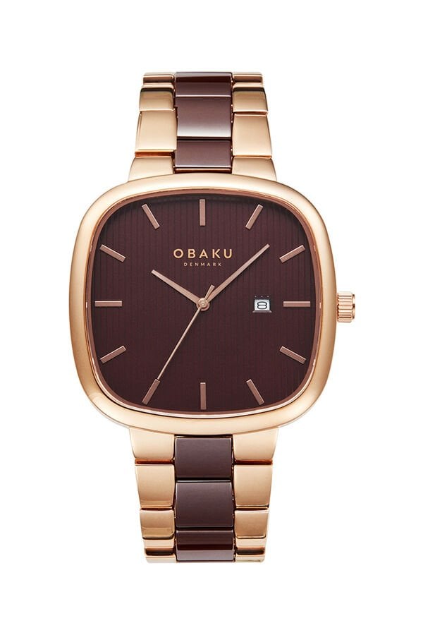 Obaku Denmark V282GDVNCN Quartz Seramik Rose/Kahverengi 42 mm Erkek Kol Saati