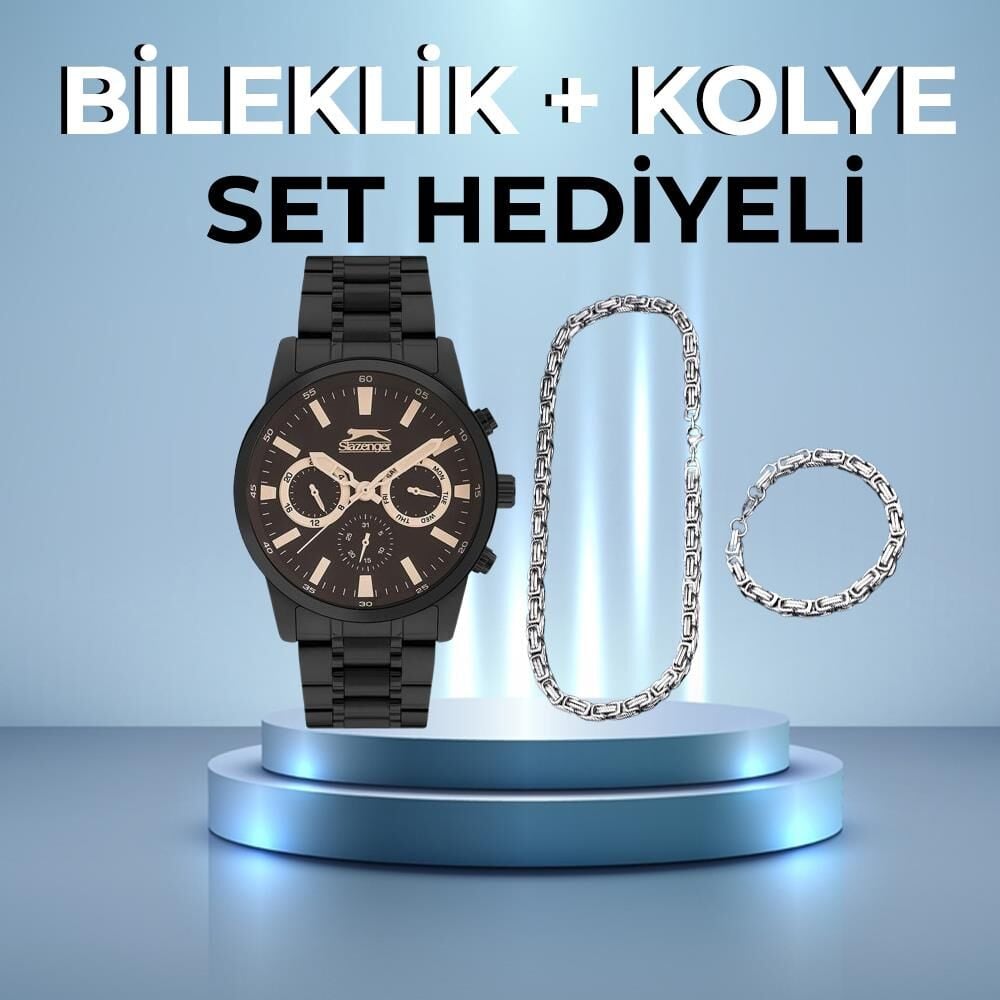 Slazenger Sl.09.1881.2.04 45 mm Siyah Çelik Erkek Kol Saati AYNI GÜN KARGO