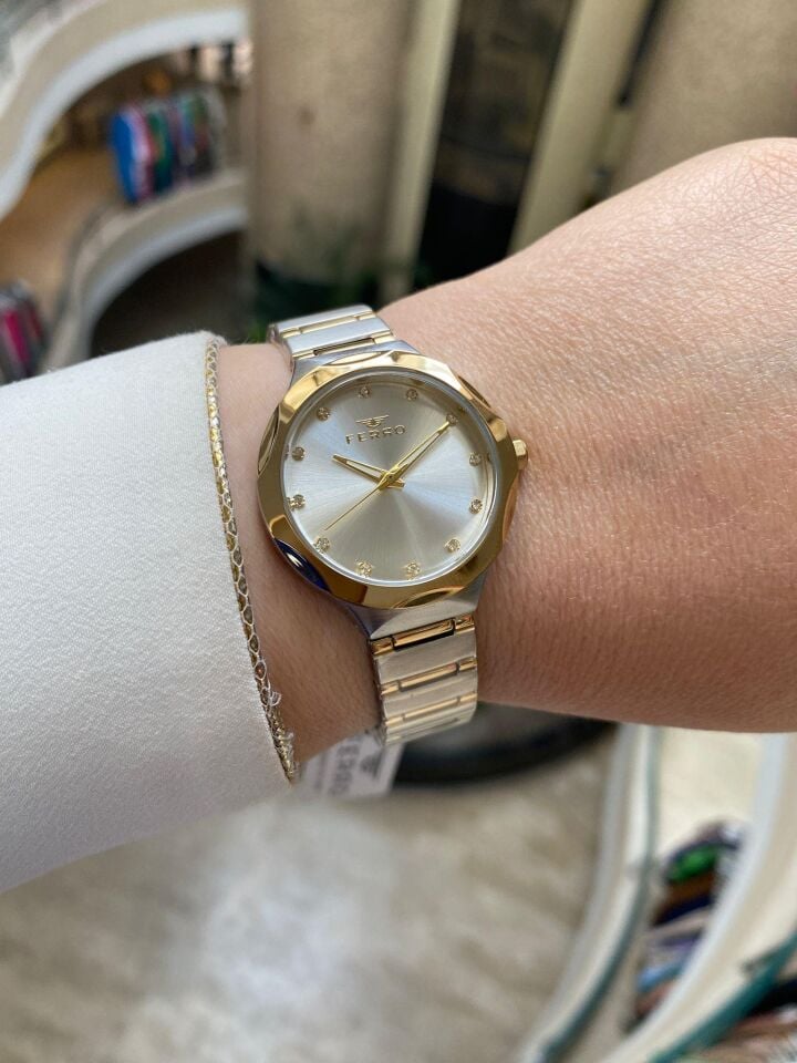 Ferro FL40114A-D Quartz Çelik Gold/Gri 32 mm Kadın Kol Saati
