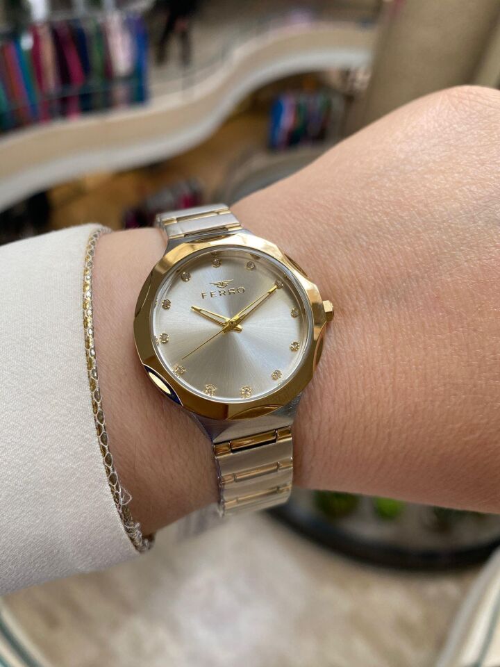 Ferro FL40114A-D Quartz Çelik Gold Gri 32 mm Kadın Kol Saati