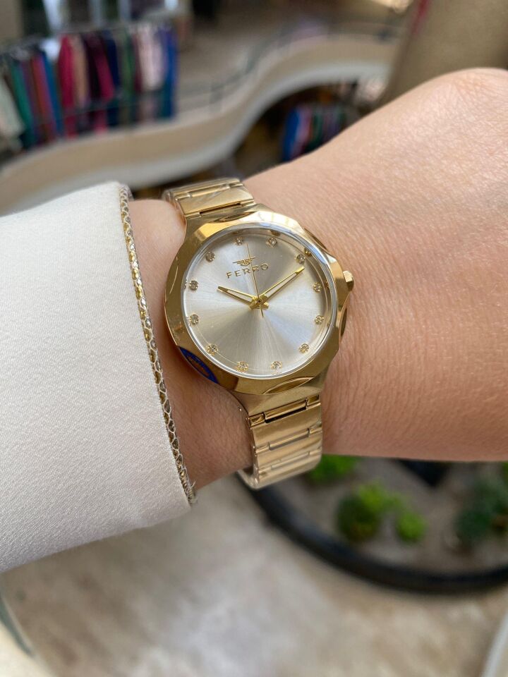 Ferro FL40114A-B Quartz Çelik Gold 32 mm Kadın Kol Saati