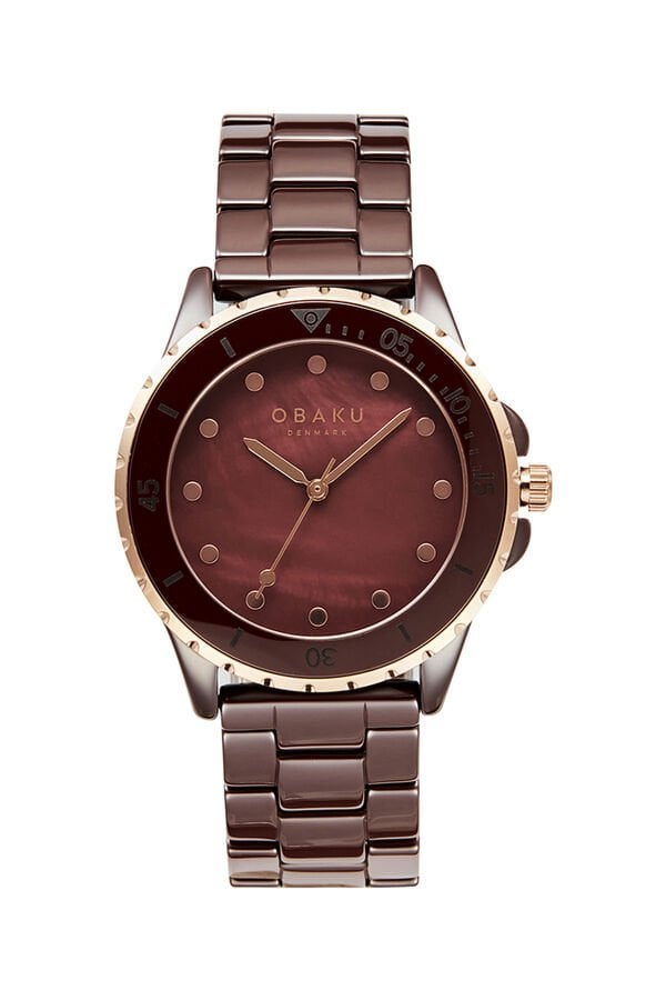 Obaku Denmark V279LXXNCN Quartz Seramik Kahverengi Safir Cam 36 mm Kadın Kol Saati