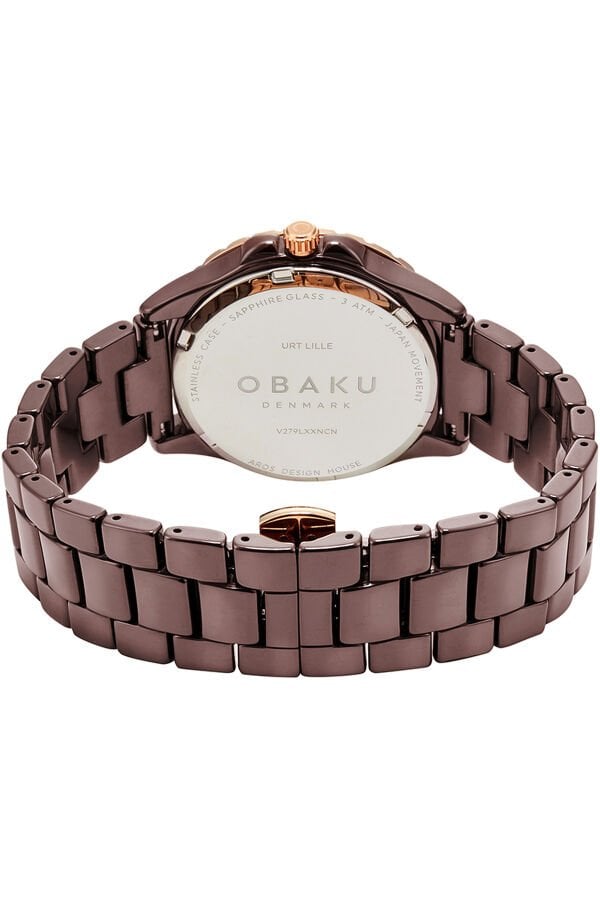 Obaku Denmark V279LXXNCN Quartz Seramik Kahverengi Safir Cam 36 mm Kadın Kol Saati