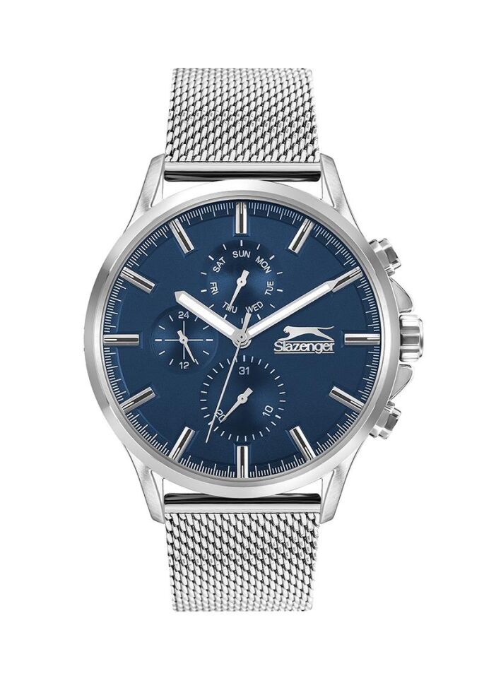 Slazenger Sl.09.1889.2.01 45 mm Gri Hasır Kordonlu Erkek Kol Saati AYNI GÜN KARGO