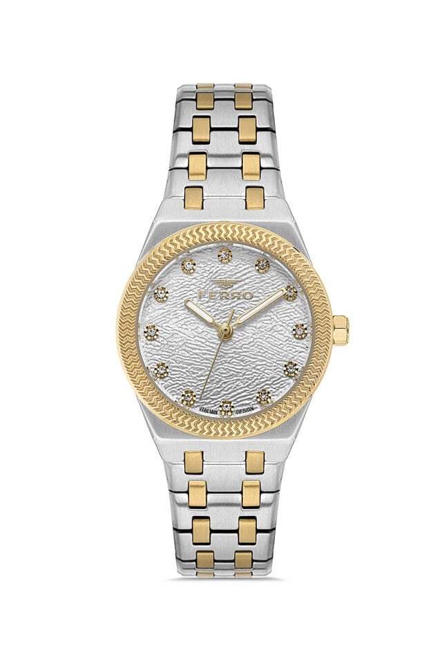 Ferro FL40146A-D Quartz Çelik Altın/Gri 30 mm Kadın Kol Saati