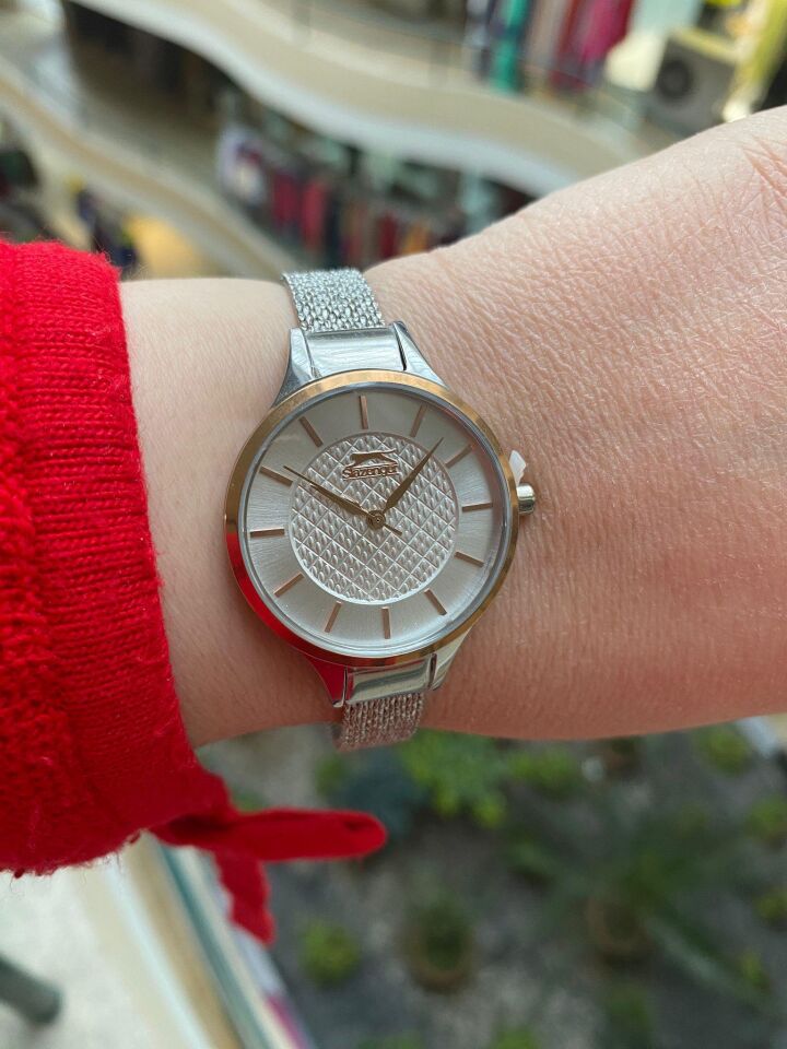 Slazenger Sl.09.1897.3.04 32 mm Gri Hasır Kordonlu Kadın Kol Saati AYNI GÜN KARGO