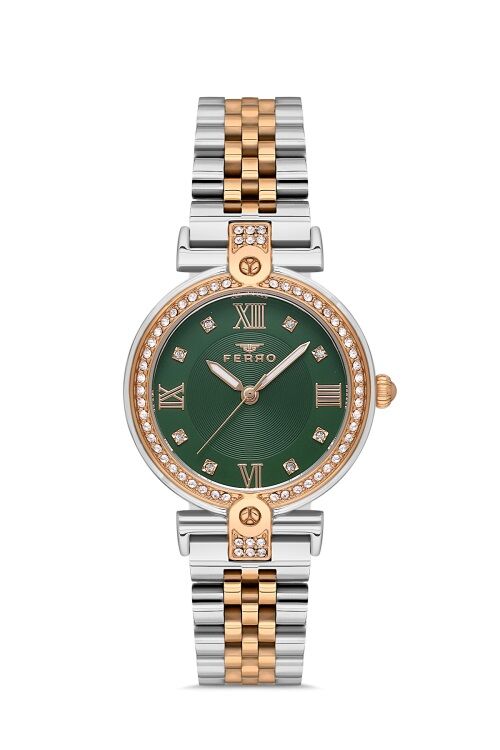 Ferro Rose ve Gümüş Çelik Kordon Kadın Kol Saati FL21390A-E6