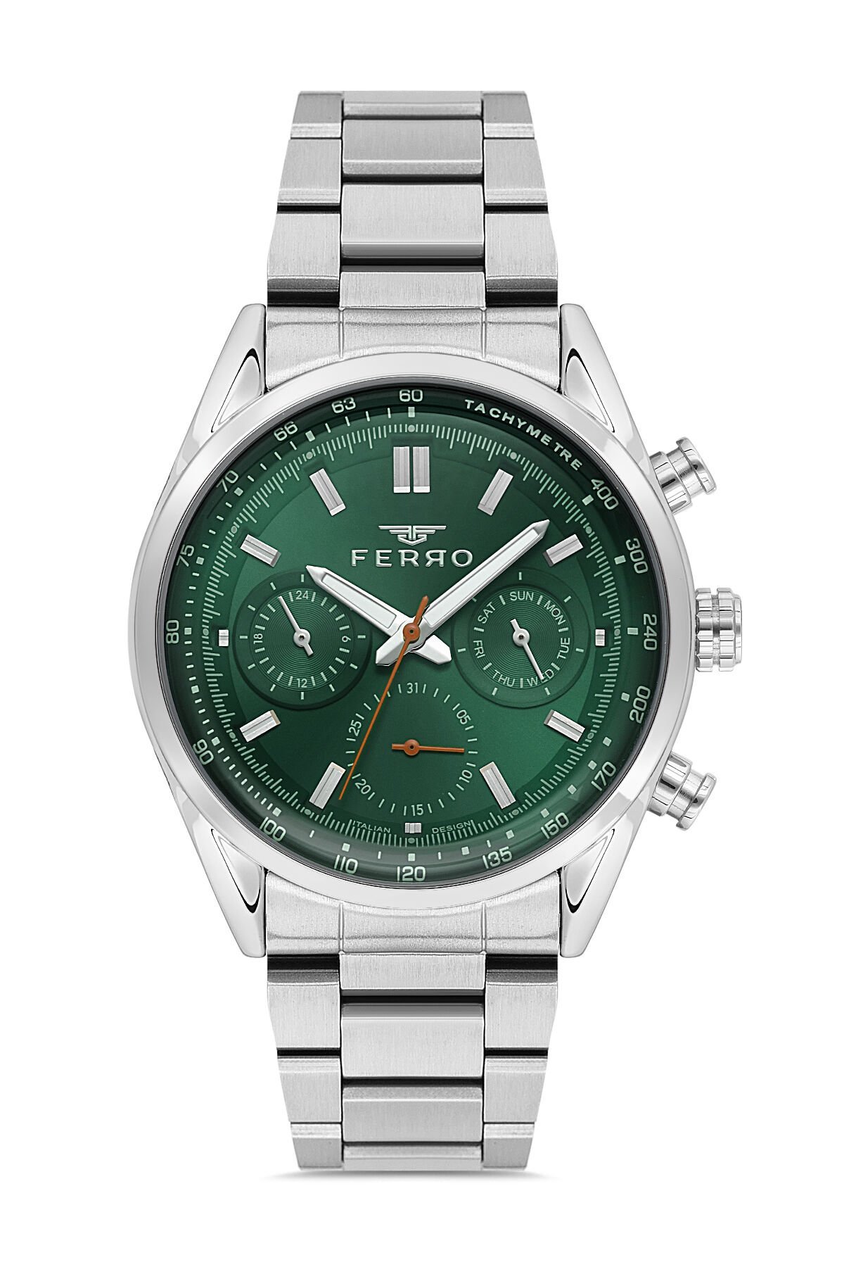 Ferro Gümüş Çelik Kordon Erkek Kol Saati FM11588AWT-A6 Fonksiyonları Aktif 3 ATM Su Geçirmez