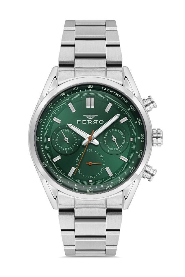 Ferro Gümüş Çelik Kordon Erkek Kol Saati FM11588AWT-A6 Fonksiyonları Aktif 3 ATM Su Geçirmez