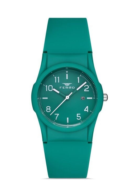 Ferro FL21341D-ZG Silikon Turkuaz 31 mm Kadın Kol Saati