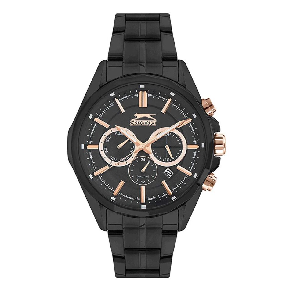 Slazenger Sl.09.1898.2.01 44 mm Siyah Çelik Erkek Kol Saati AYNI GÜN KARGO