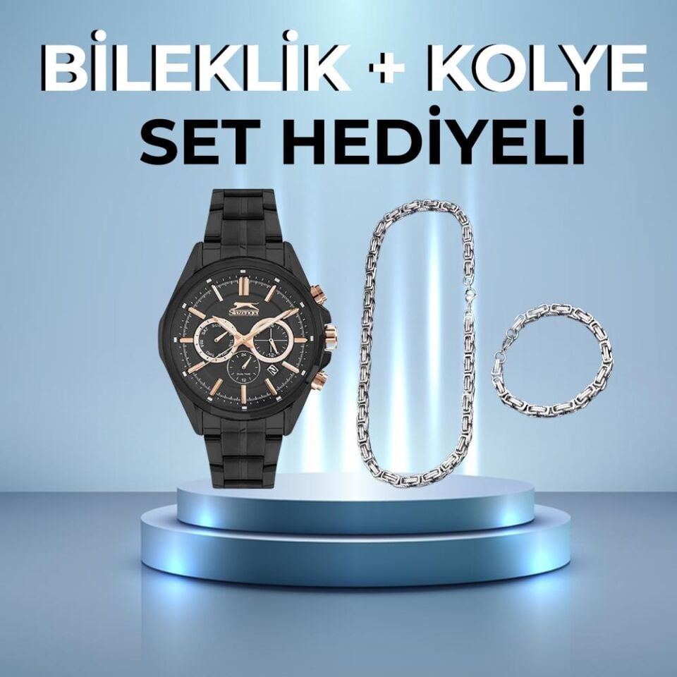 Slazenger Sl.09.1898.2.01 44 mm Siyah Çelik Erkek Kol Saati AYNI GÜN KARGO