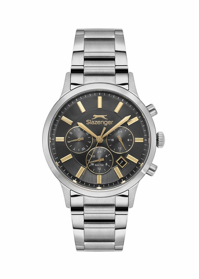 Slazenger SL.09.2511.2.05 Quartz Çelik Gri Siyah Kadran 42 mm Erkek Kol Saati