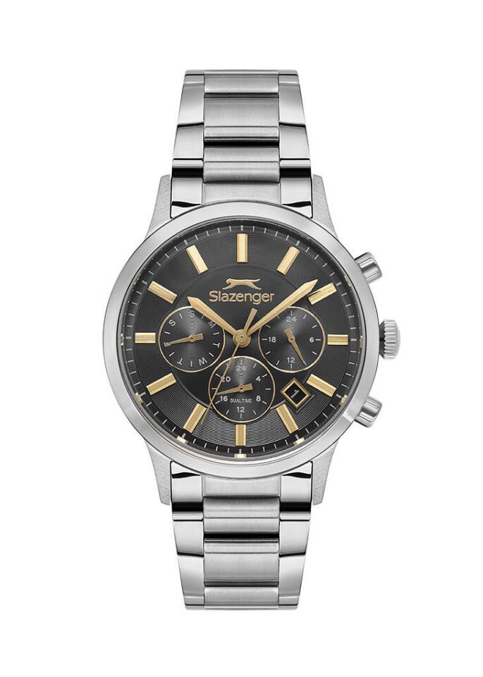 Slazenger SL.09.2511.2.05 Quartz Çelik Gri Siyah Kadran 42 mm Erkek Kol Saati