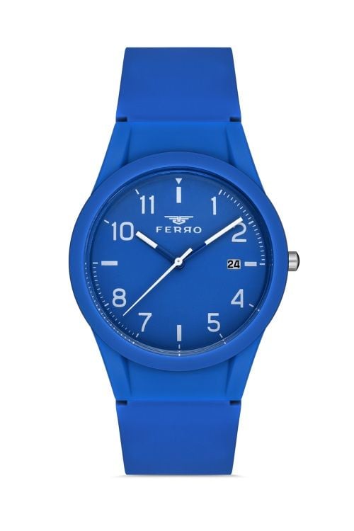 Ferro F11341D-H Silikon Mavi 39 mm Erkek Kol Saati