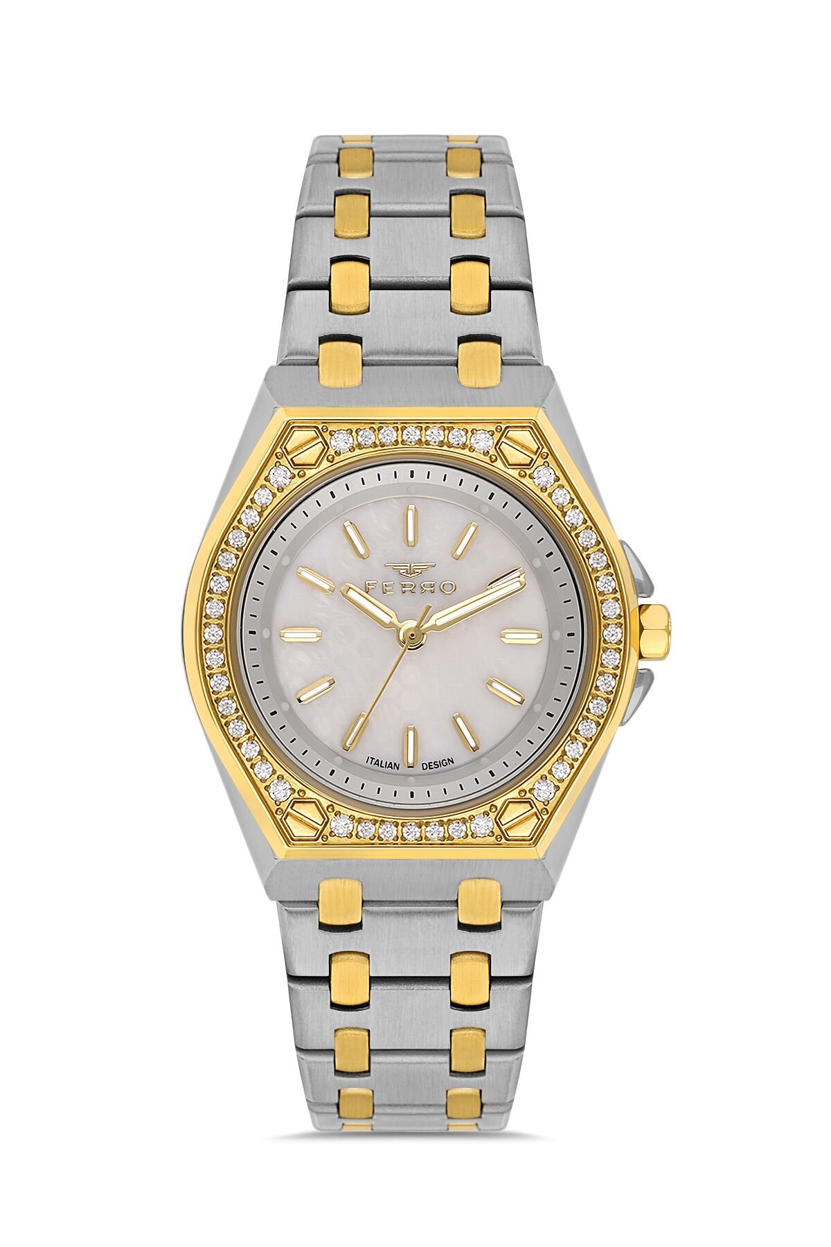 Ferro Sarı ve Gümüş Çelik Kordon Kadın Kol Saati FL43007A-D 3ATM Su Geçirmez 2 Yıl Garantili