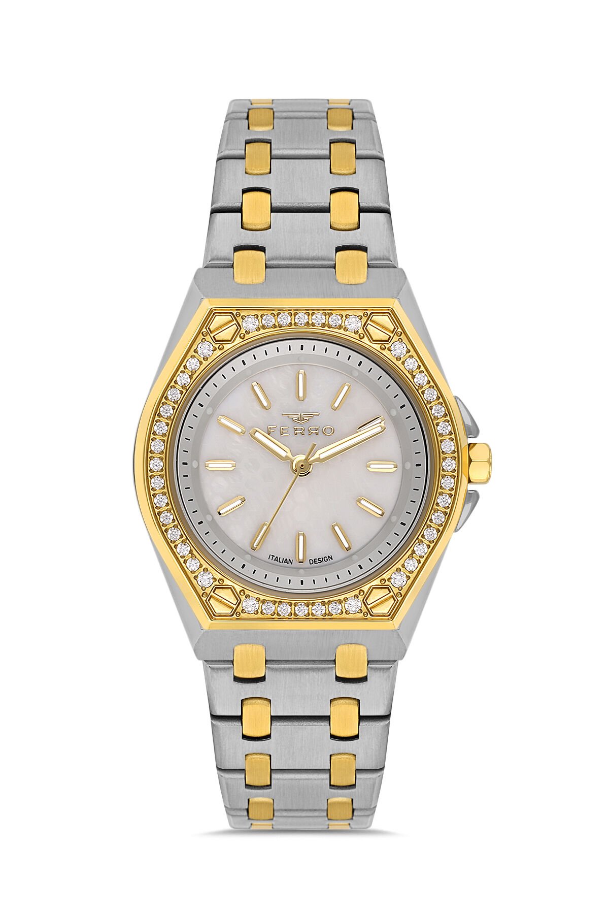 Ferro Sarı ve Gümüş Çelik Kordon Kadın Kol Saati FL43007A-D 3ATM Su Geçirmez 2 Yıl Garantili