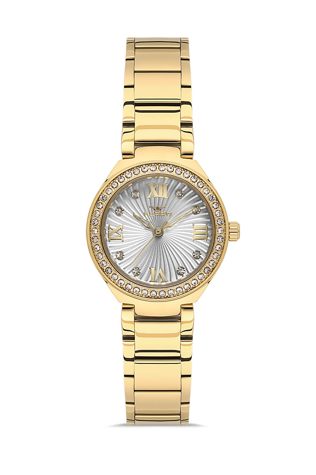 Ferro Sarı Çelik Kordon Kadın Kol Saati Fl21611AWT-B 3ATM Su Geçirmez 2 Yıl Garantili HediyePaketli