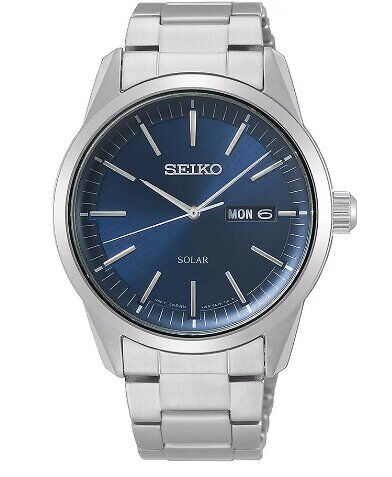Seiko SNE525P1 Solar Çelik Gri Lacivert Kadran 10 ATM 40 mm Erkek Kol Saati