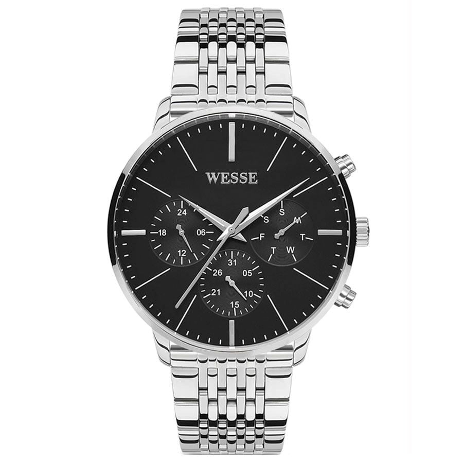 Wesse WWG401103SSA Quartz Çelik Gri Siyah Kadran 42 mm Erkek Kol Saati