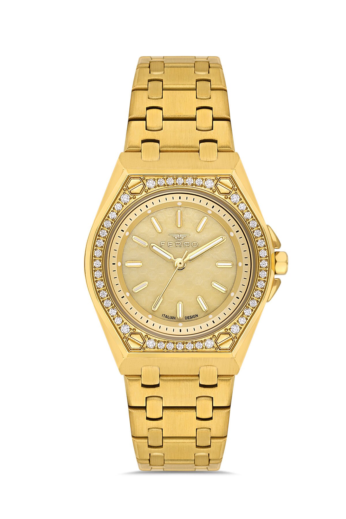 Ferro Sarı Çelik Kordon Kadın Kol Saati FL43007A-B4 3ATM Su Geçirmez 2 Yıl Garantili HediyePaketli