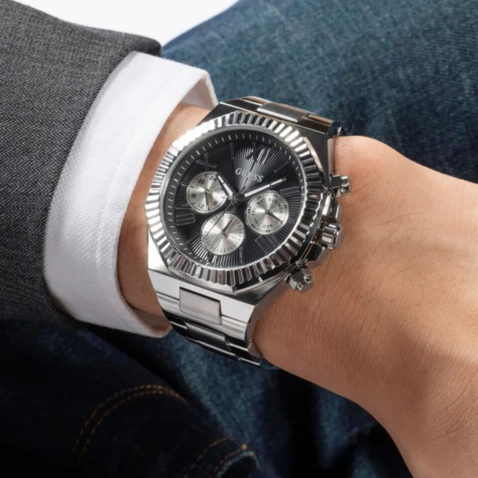 Guess GUGW0703G1 Quartz Çelik Gri Siyah Kadran 44 mm Erkek Kol Saati